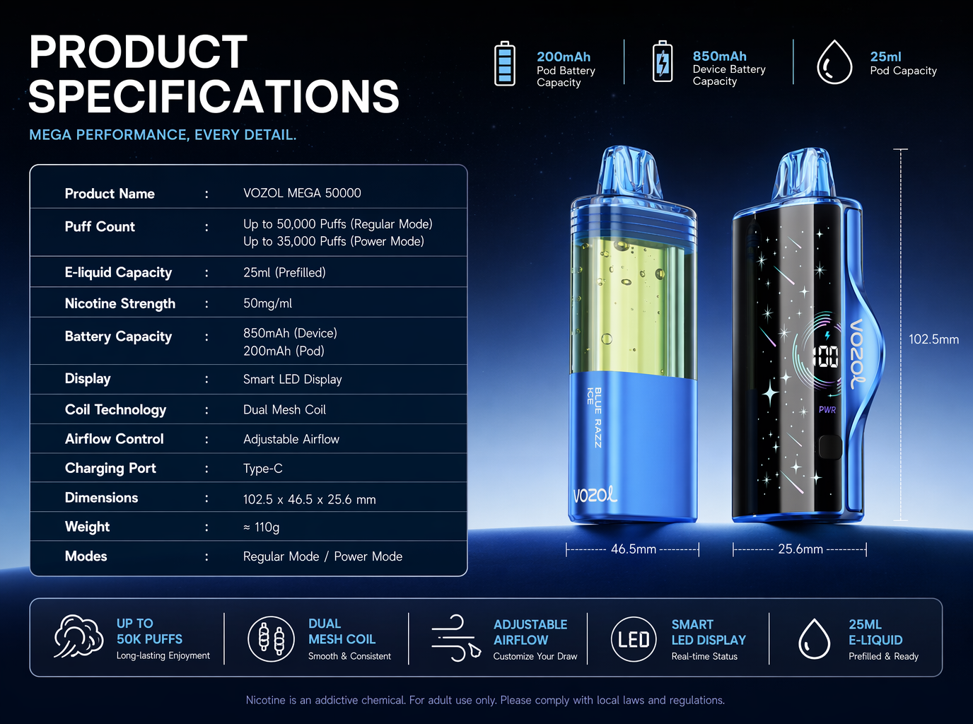 Vozol Mega 50K product details