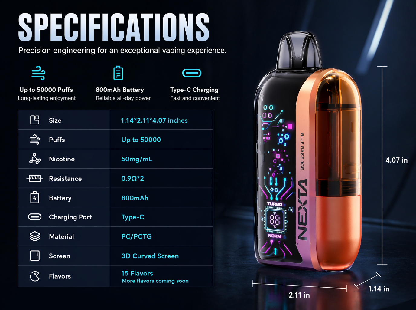 Vozol Nexa Ultra 50K product details